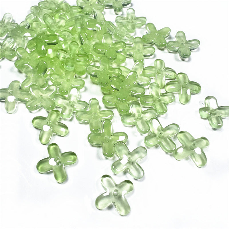Czech Glass Beads Osmanthus 11.5mm Emerald Green Four-Petal 50pcs 7