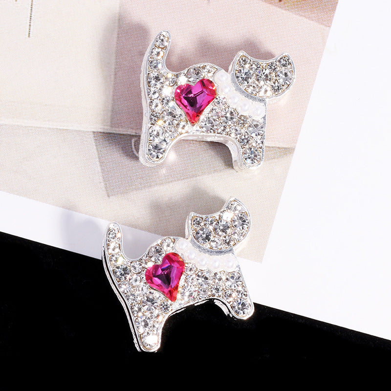 Double-Sided Cat Rhinestone Beads 22mm Full Pave Alloy 3pcs 8