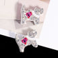 Double-Sided Cat Rhinestone Beads 22mm Full Pave Alloy 3pcs 8