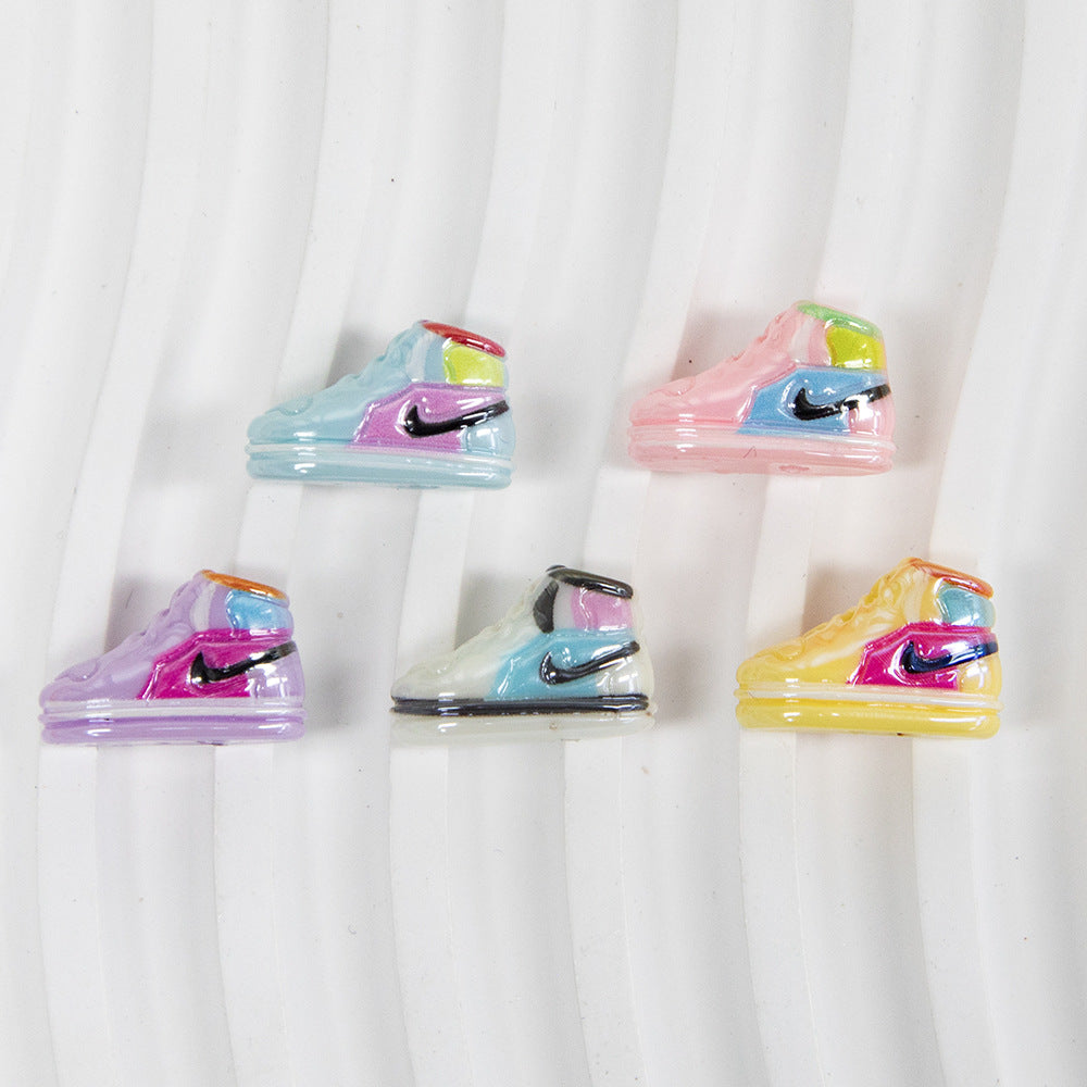 Plating 3D Sneaker Resin Beads 18mm Glossy Pastel Colors 10pcs