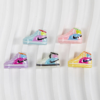 Plating 3D Sneaker Resin Beads 18mm Glossy Pastel Colors 10pcs