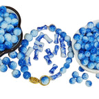 Antique Blue And White Porcelain Pattern Glass Beads 6x12mm 8mm 10mm 100pcs 5