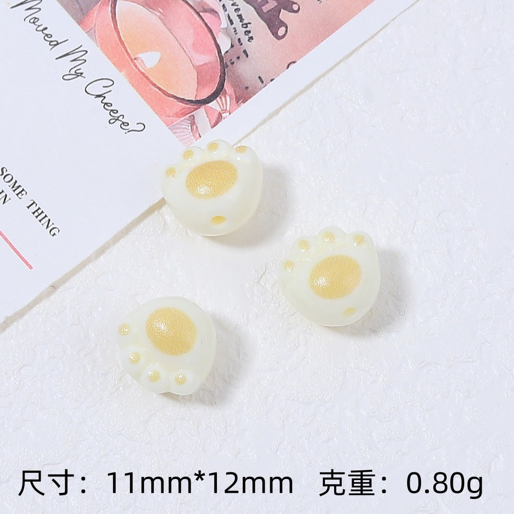 Cute Kitten and Paws Resin Beads Irregular Shape Multicolor 3pcs 9