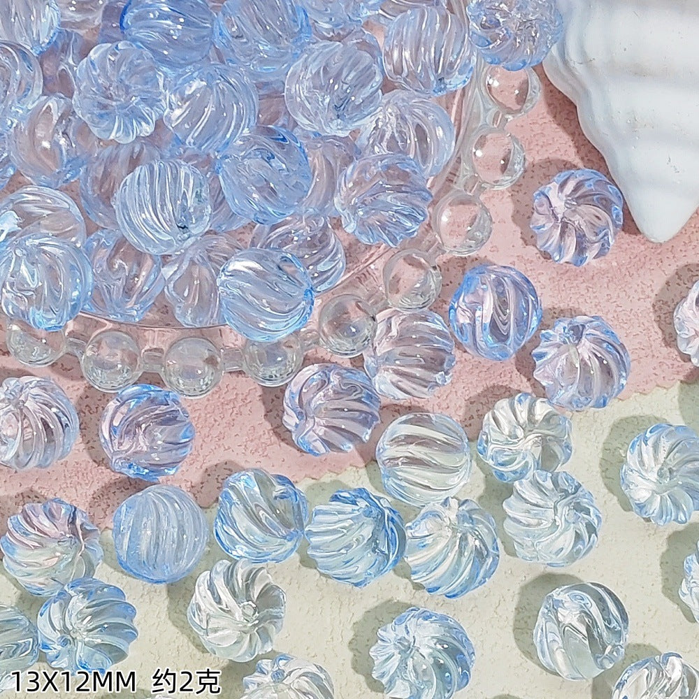 Swirl Striped Round Glass Beads 13mm Pastel Mixed Colors 50pcs 14
