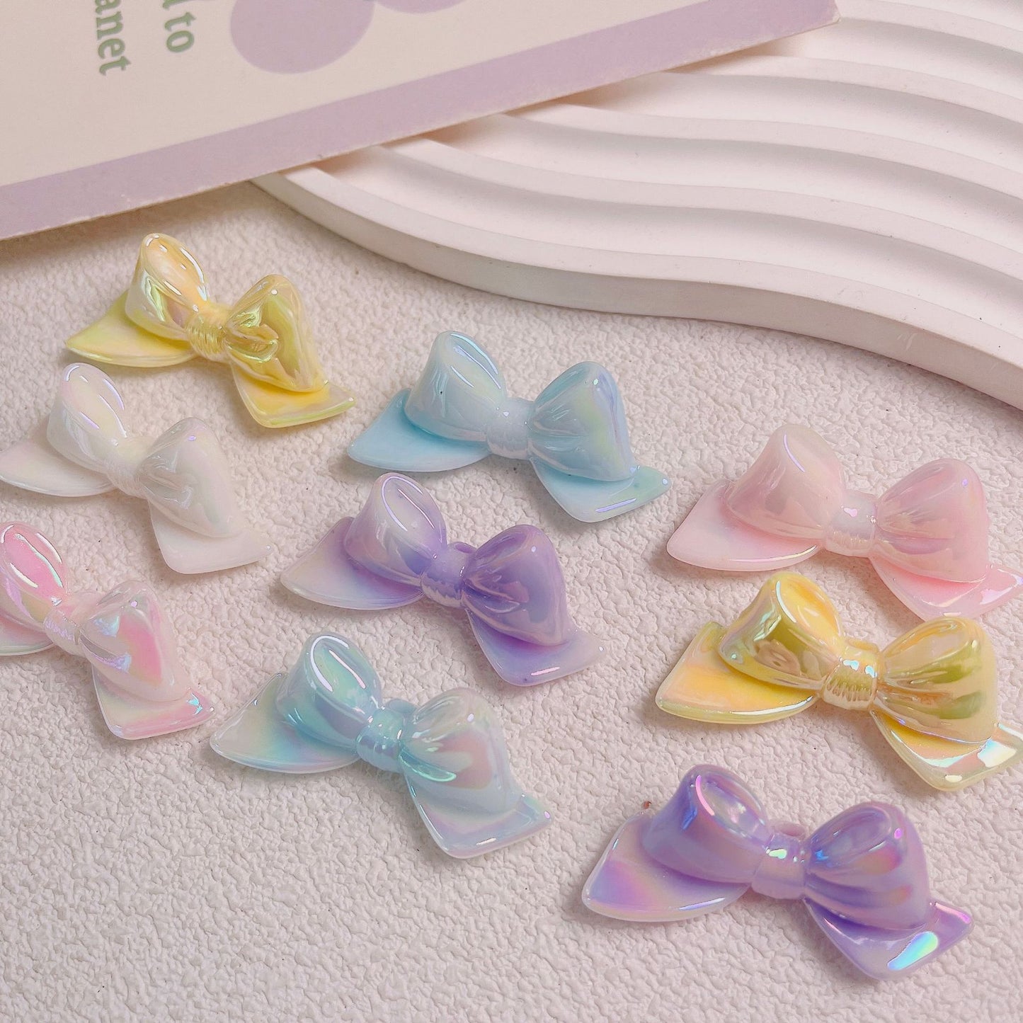 Glow In The Dark Bow Acrylic Beads 20x46mm Double Color Plating 5pcs