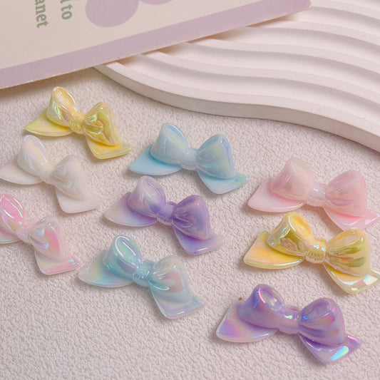 Glow In The Dark Bow Acrylic Beads 20x46mm Double Color Plating 5pcs