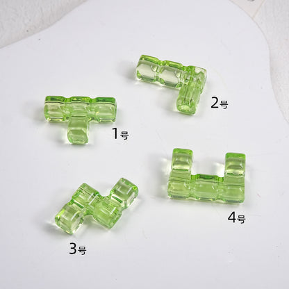 Clear Terris Block Acrylic Beads 20mm Translucent Geometric 50pcs 13