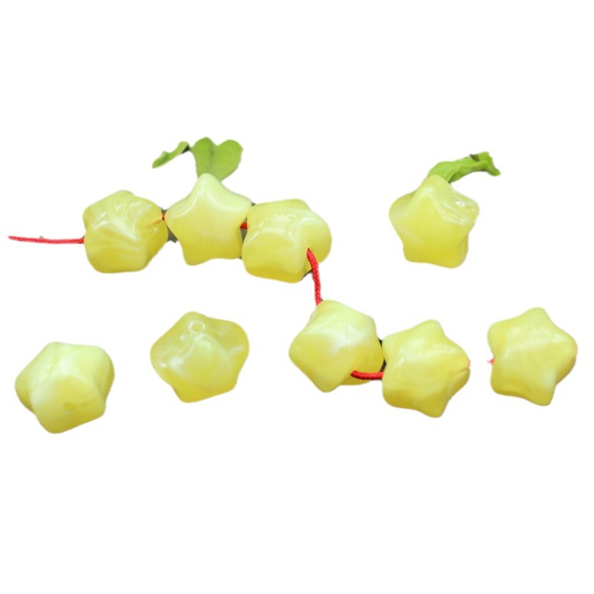 Imitation Beeswax Star Resin Beads 12mm Warm Yellow 50pcs 4