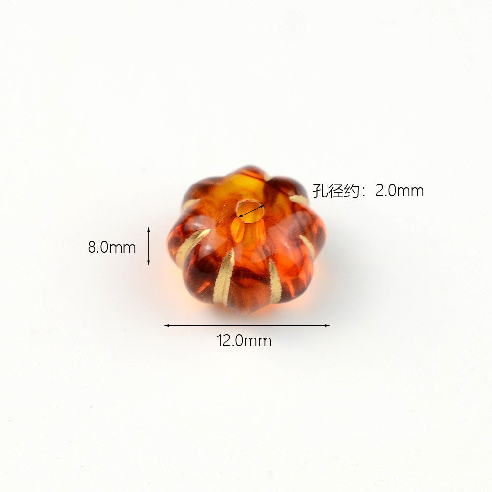 Painted Flattened Pumpkin Acrylic Beads 12mm Mixed Colors 40pcs 4
