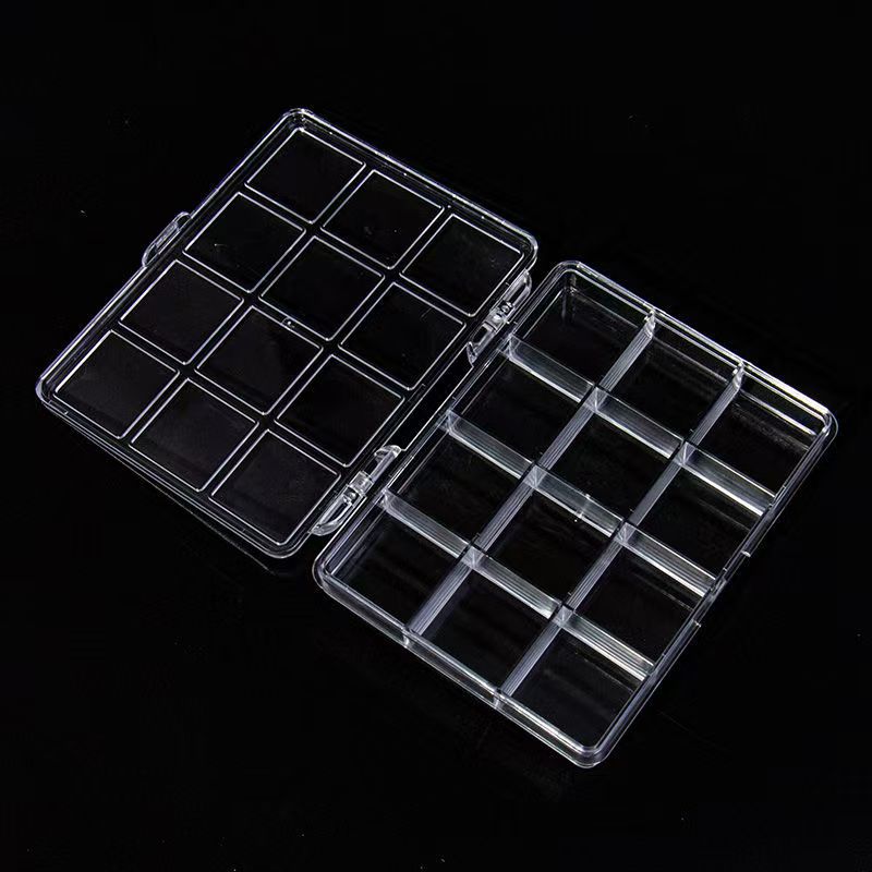 Plastic Organizer Boxes 12 Grids Clear Portable 2pcs 11cm