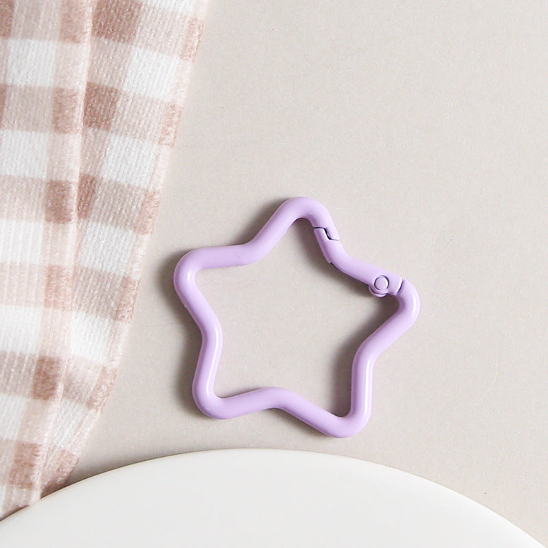 Zinc Alloy Star Trigger Spring Key Rings 41mm Baking Painted 6pcs 16