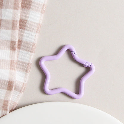 Zinc Alloy Star Trigger Spring Key Rings 41mm Baking Painted 6pcs 16