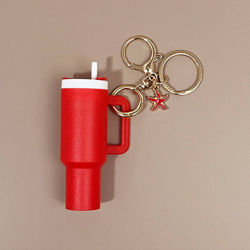 Mini Tumbler Keychain with Starfish Charm Plastic Beach Theme 2pcs 10