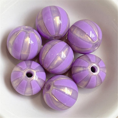 Shimmer Striped Acrylic Beads 16mm Colorful Glossy 100pcs 8