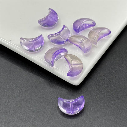 Moon Crescent Transparent Glass Beads 9x14mm Pastel Mixed 100pcs 10