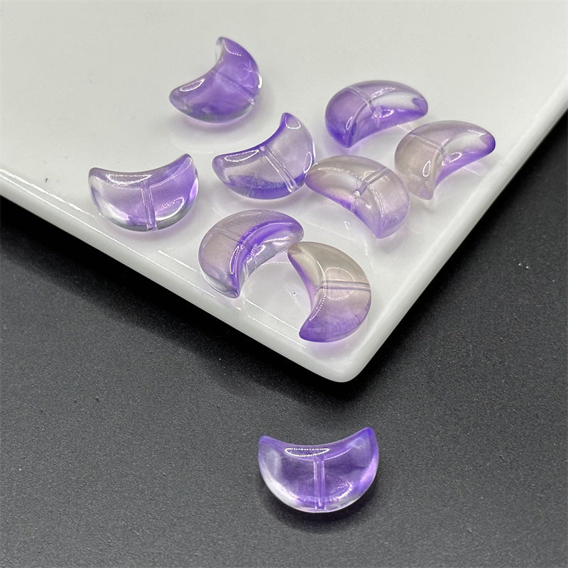 Moon Crescent Transparent Glass Beads 9x14mm Pastel Mixed 100pcs 10