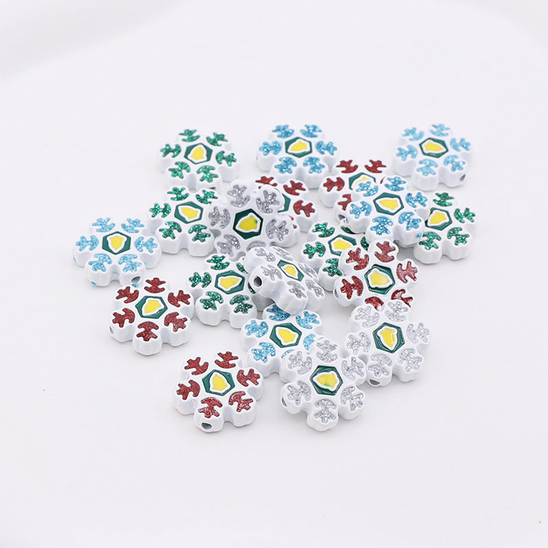 Snowflake Metal Beads 15mm Baking Painted Color Glitter 10pcs 4