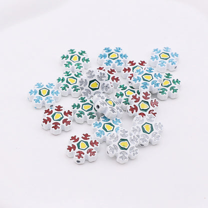 Snowflake Metal Beads 15mm Baking Painted Color Glitter 10pcs 4