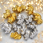 Stainless Steel Twist Metal Beads 8-11mm Color Retaining 5pcs