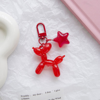 Acrylic Balloon Dog Keychain with Pentagram Star Charm Lilac 7