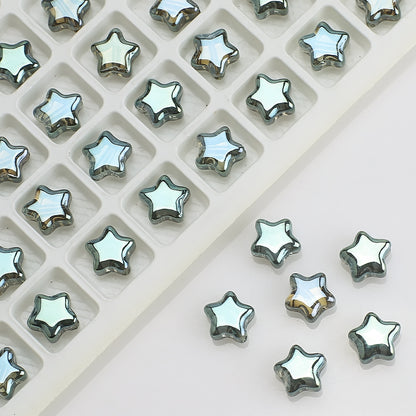 Plated Star Shaped Glass Beads 8mm Rainbow Electroplated 100pcs 15