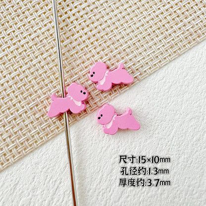 Baking Painted Bow Puppy and Dotted Kitten Metal Beads 15mm 20pcs 12