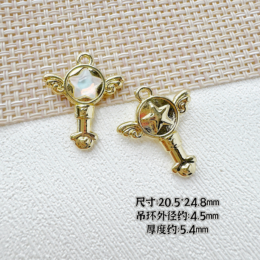 Wand Metal Beads Painted Anime Style Alloy 10pcs 23