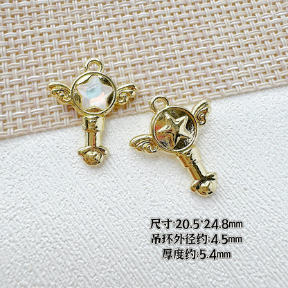 Wand Metal Beads Painted Anime Style Alloy 10pcs 23