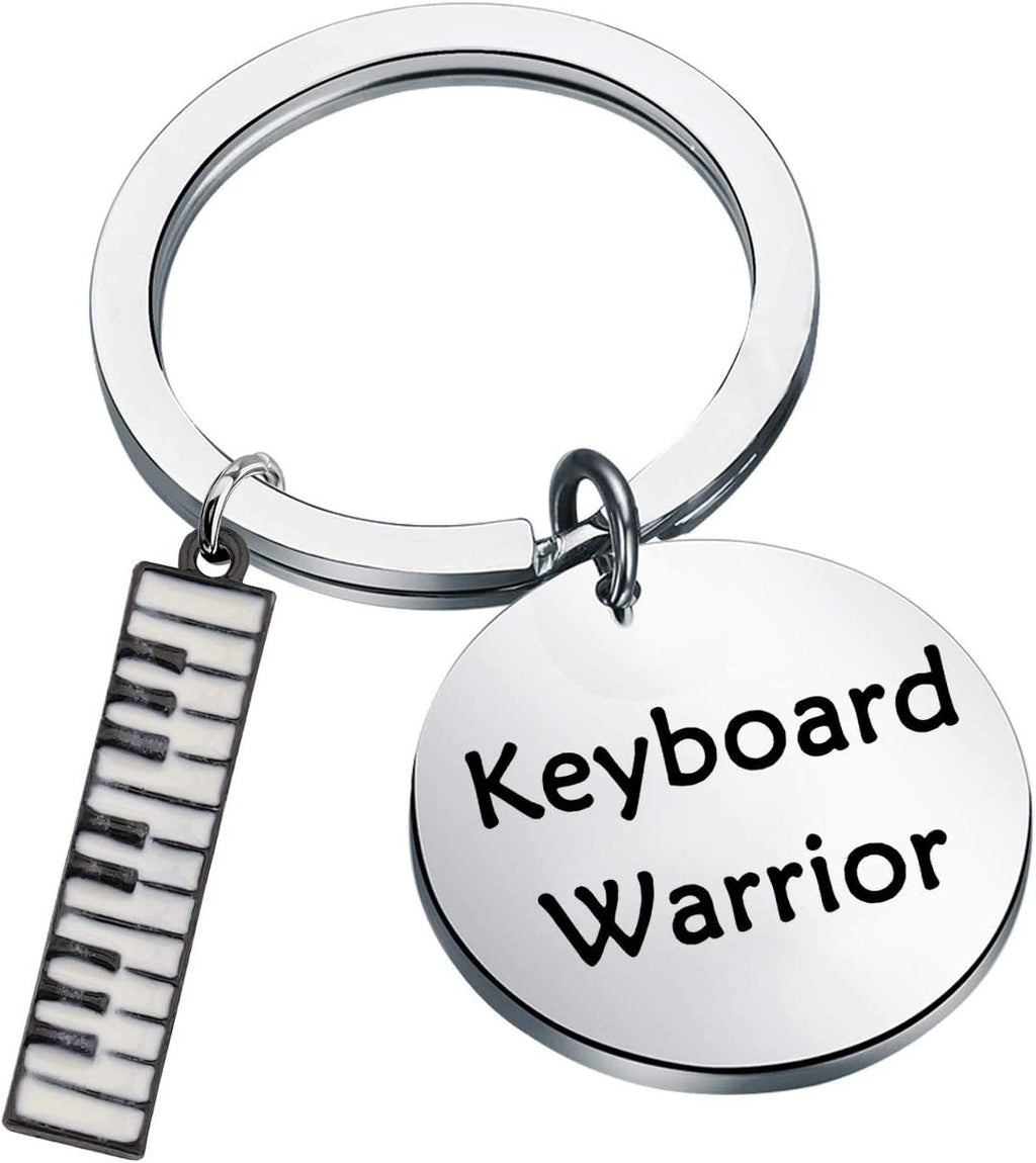 Stainless Steel Piano Keyboard Keychain Black and White Charm 5