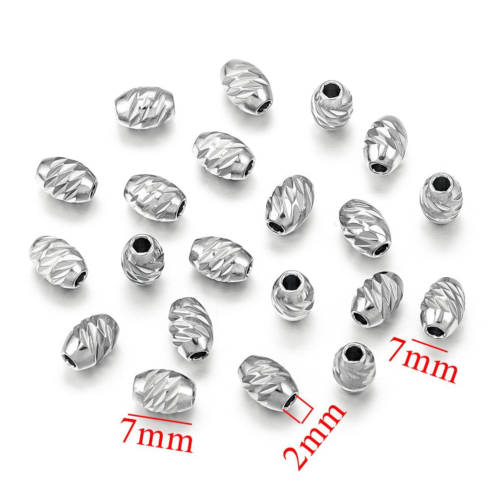 Stainless Steel Oval Blade Grain Metal Beads 5/7mm Gold Tone 10pcs 8