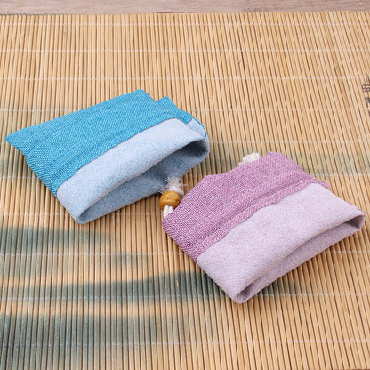 Cotton Linen Drawstring Bags Colorful Lotus Print 8x10-12x15cm 2pcs 3
