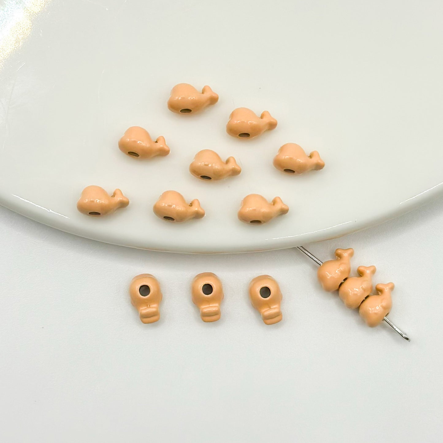 Whale Metal Beads 8mm Baking Painted Colorful 50pcs 12