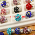 Polymer Clay Mushroom Rhinestone Beads 18mm Multicolor Crystal Caps 50pcs 4
