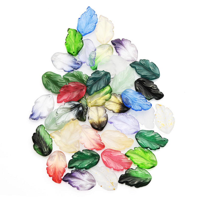 Czech Glass Beads Feather Leaf 17x28mm Gradual Color Change 20pcs