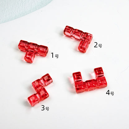 Clear Terris Block Acrylic Beads 20mm Translucent Geometric 50pcs 8