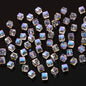 Electroplated Square Glass Beads 6mm Colorful Reflective 96pcs 12