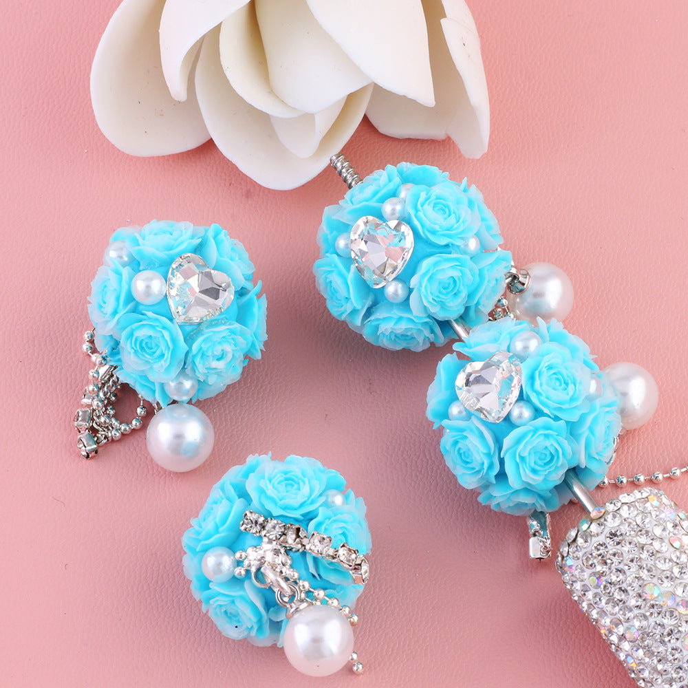 Flower Cluster Round Clay Beads 22mm Tassel Rose Gem 5pcs 11
