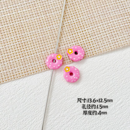 Donut Metal Beads 13mm Painted Enamel Pastel 10pcs 9
