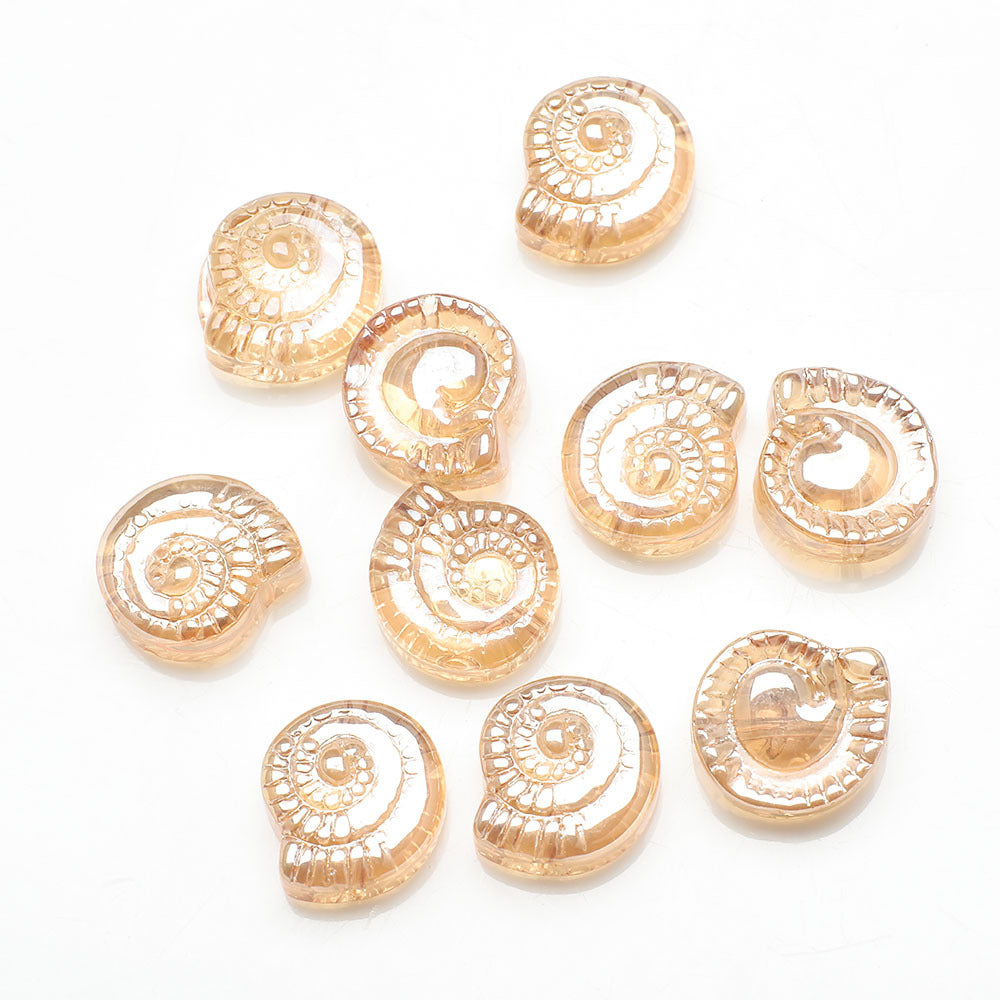 Electroplated Snail Glass Beads 12mm Transparent Iridescent 30pcs 19
