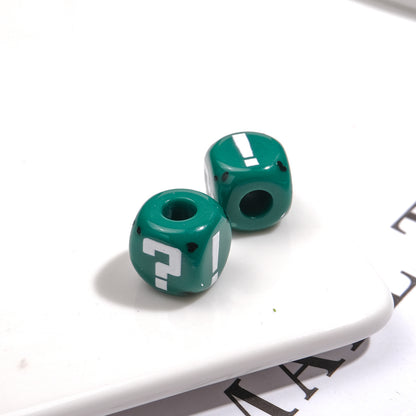 Painted Square Acrylic Beads 11mm Large Hole Question Mark 50pcs 11