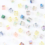 Electroplated Square Glass Beads 6mm Colorful Reflective 96pcs 5