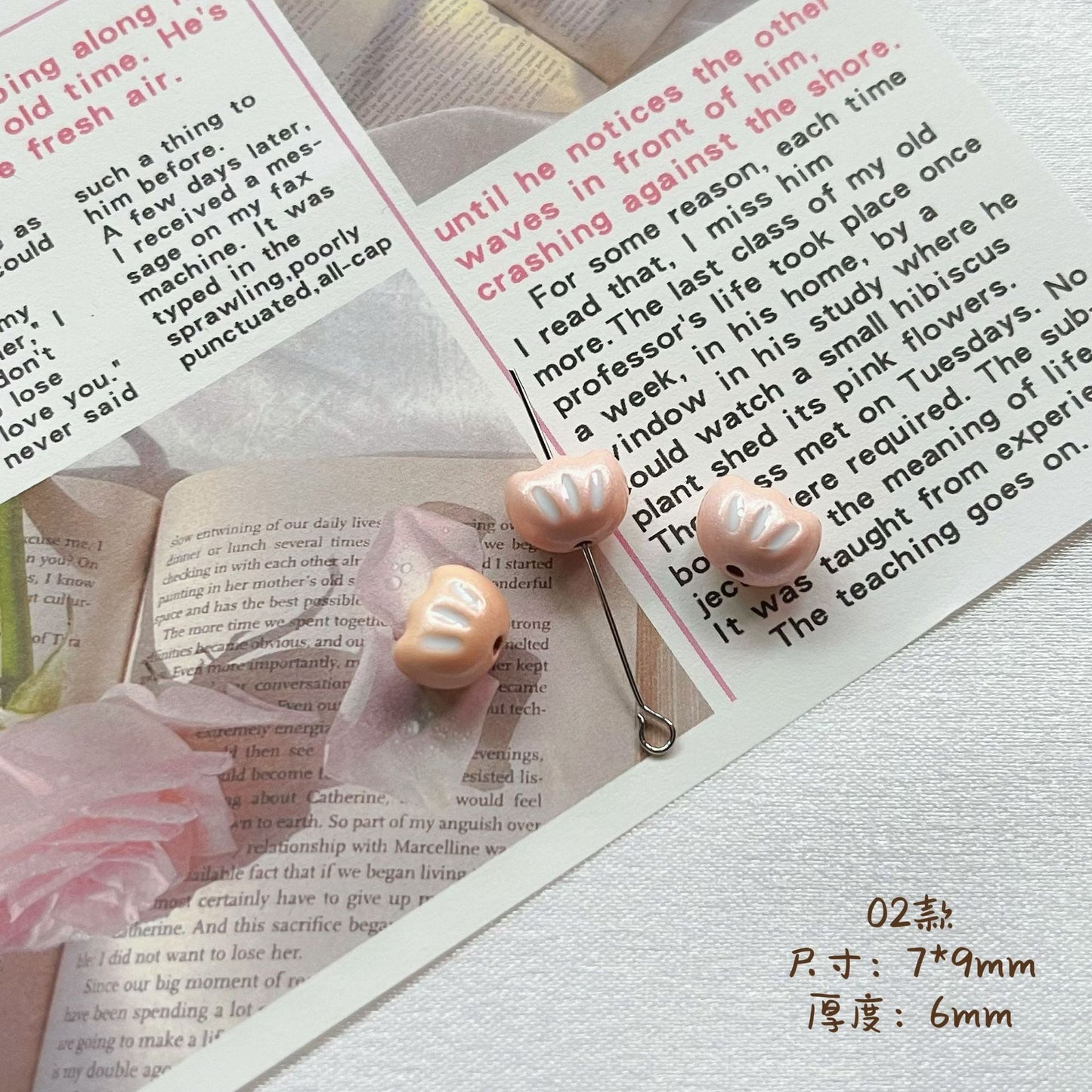 Tulip Metal Beads 3D Painted Pastel Colors 10pcs 7