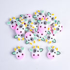 Silicone Focal Beads Cow Face Pastel Color Matte Finish 20pcs 2