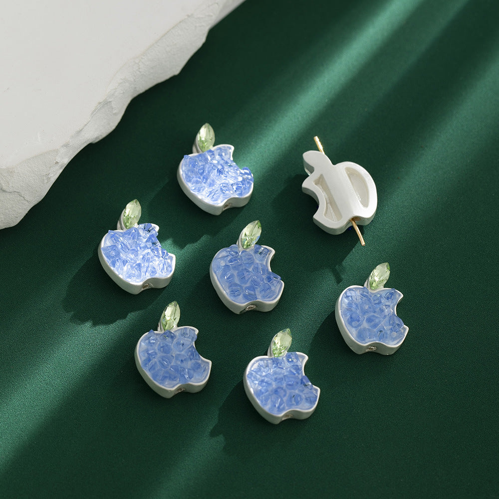 Apple Rhinestone Beads 17mm Colorful Pave Alloy 10pcs 4