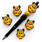 Silicone Focal Beads Cartoon Chicken Cow Smiling Face Vibrant Colors 20pcs 4