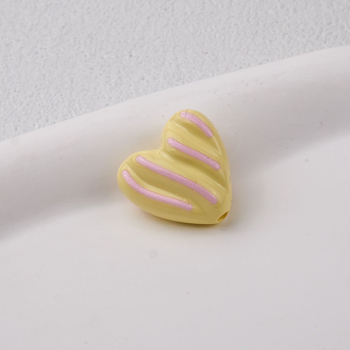 Wavy Stripe Heart Acrylic Beads 19mm Colorful Mixed 20pcs 18
