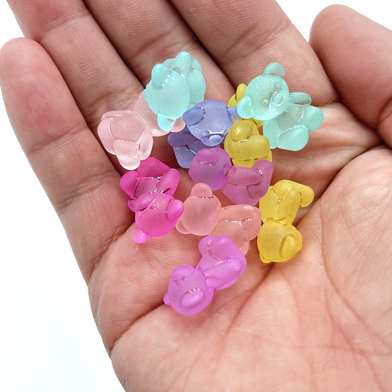 Transparent Bear Bunny Acrylic Beads 18-24mm Candy Colors 10pcs 6
