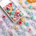 Hand Painted Heart and Flower Acrylic Beads 18-20mm Pastel Enamel 10pcs 2