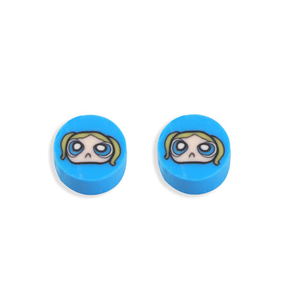 Flat Clay Beads 9mm Power Puff Girl Polymer Colorful 100pcs 8