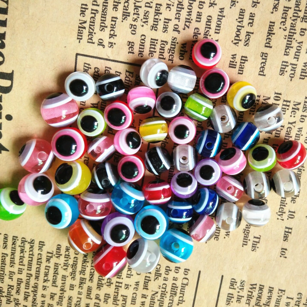 Striped Evil Eye Resin Beads 6-12mm Glossy Multicolor 500pcs 2